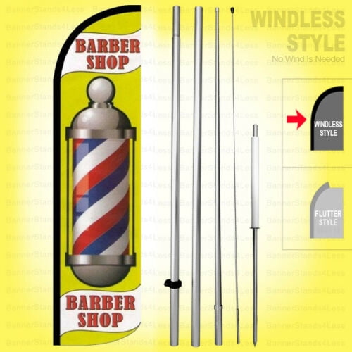 Barber Shop Patriotic Windless Swooper Feather Banner Flag Sign Barber Shop Patriotic Windless Swooper Feather Banner Flag Sign